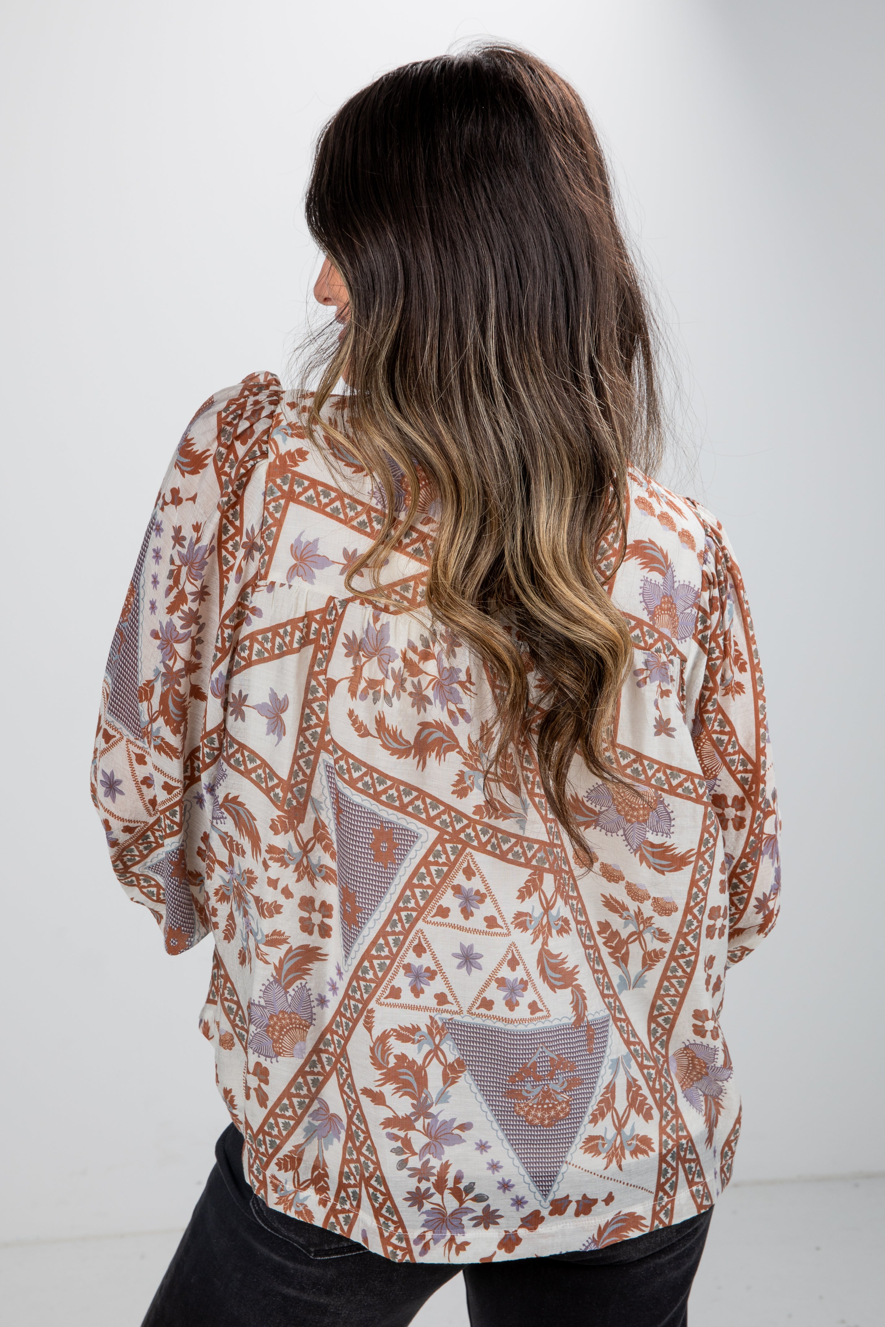 Happiness Follows Ivory Floral Blouse