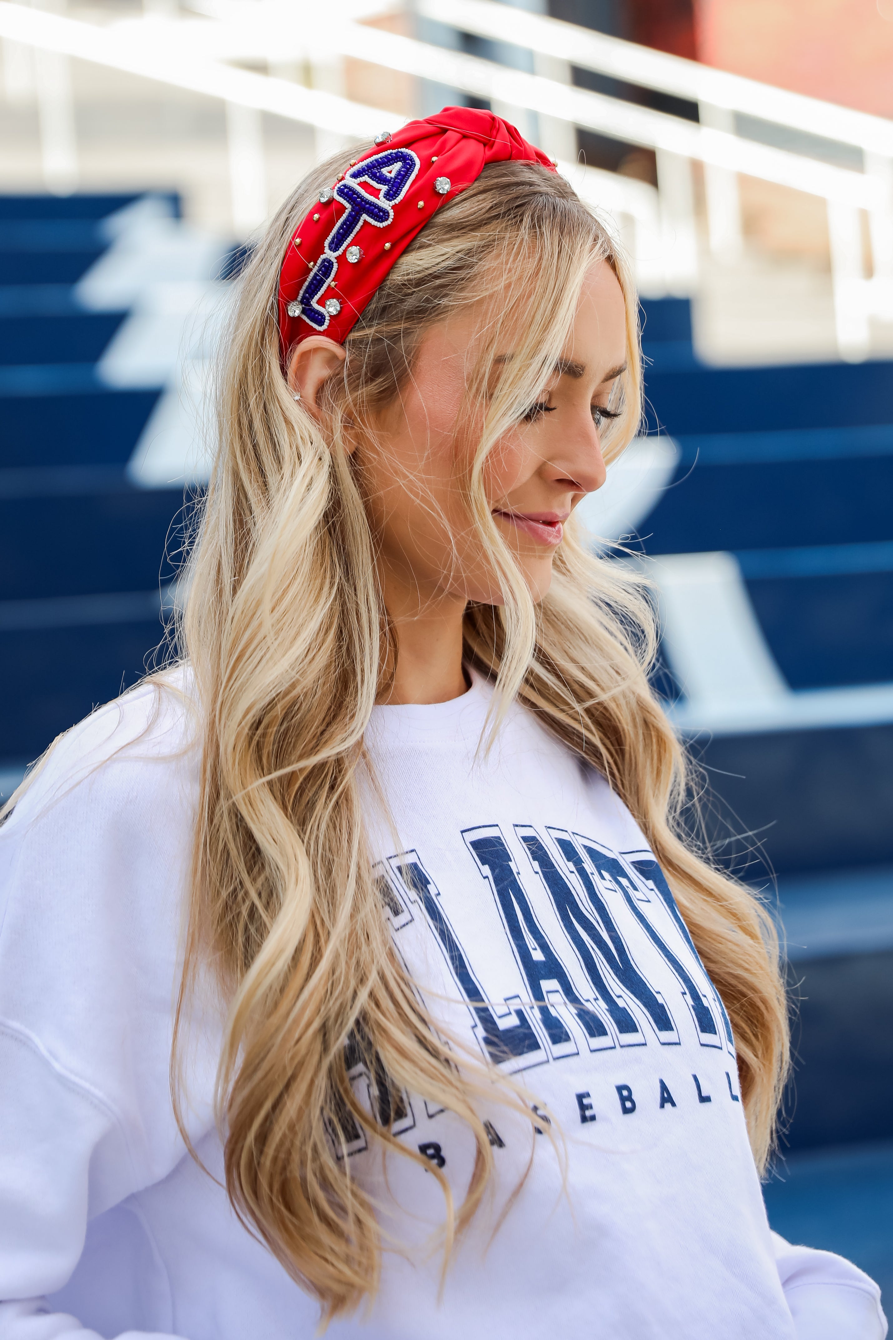 Red ATL Beaded Knotted Headband