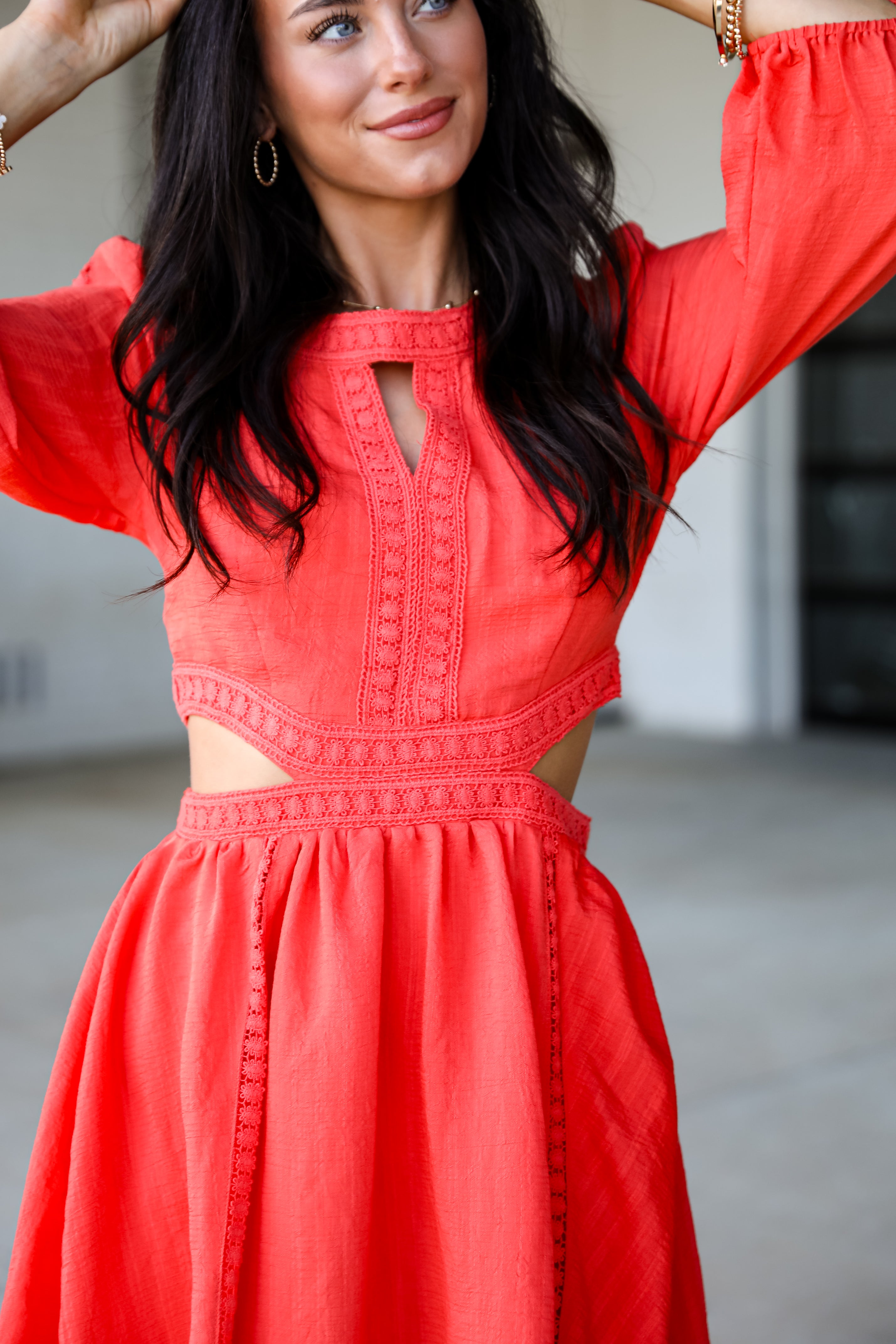 Keep It Up Red Cutout Mini Dress