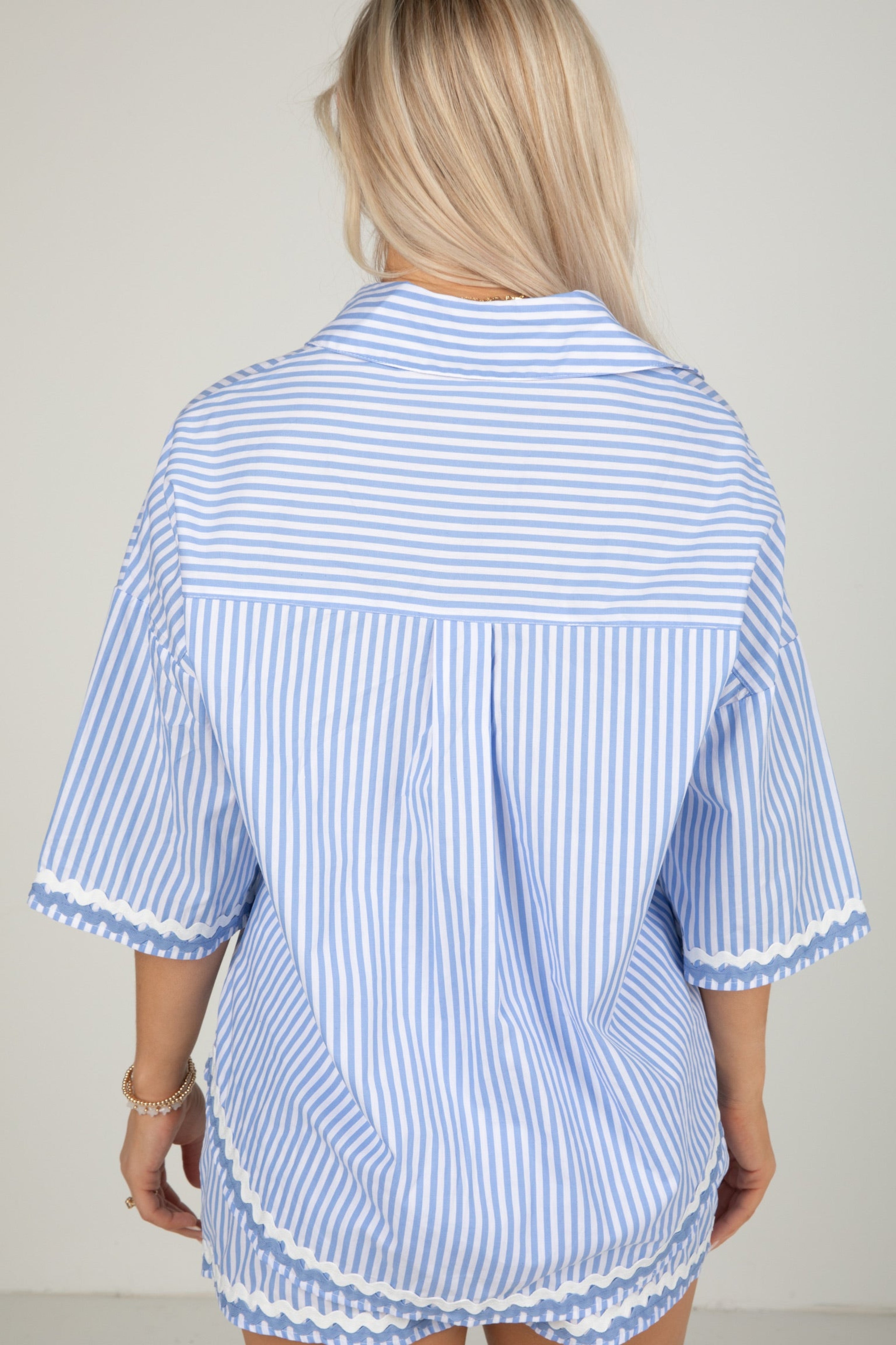 Call Me Yours Blue Striped Blouse - DU DEAL