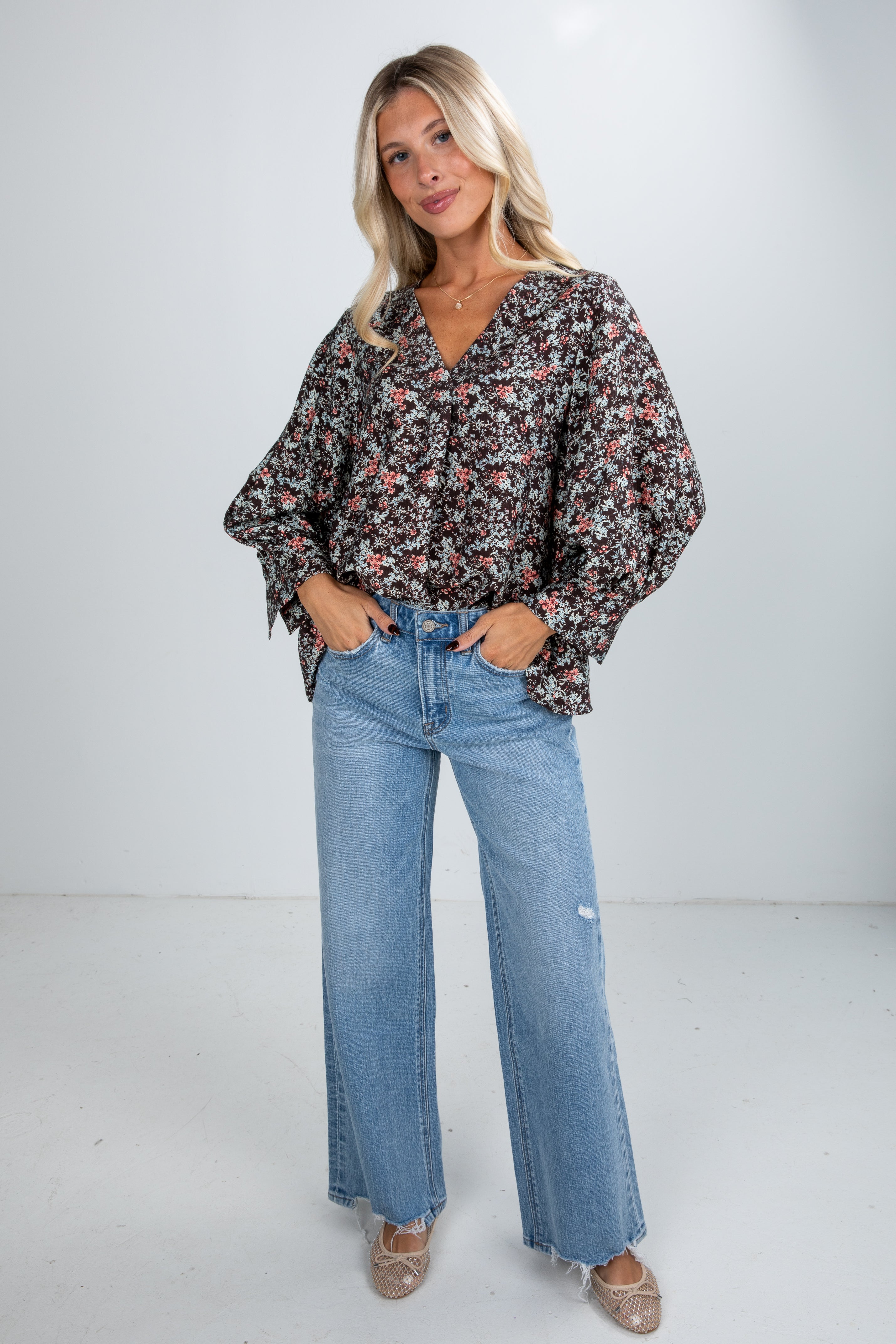 Dream About You Brown Floral Blouse