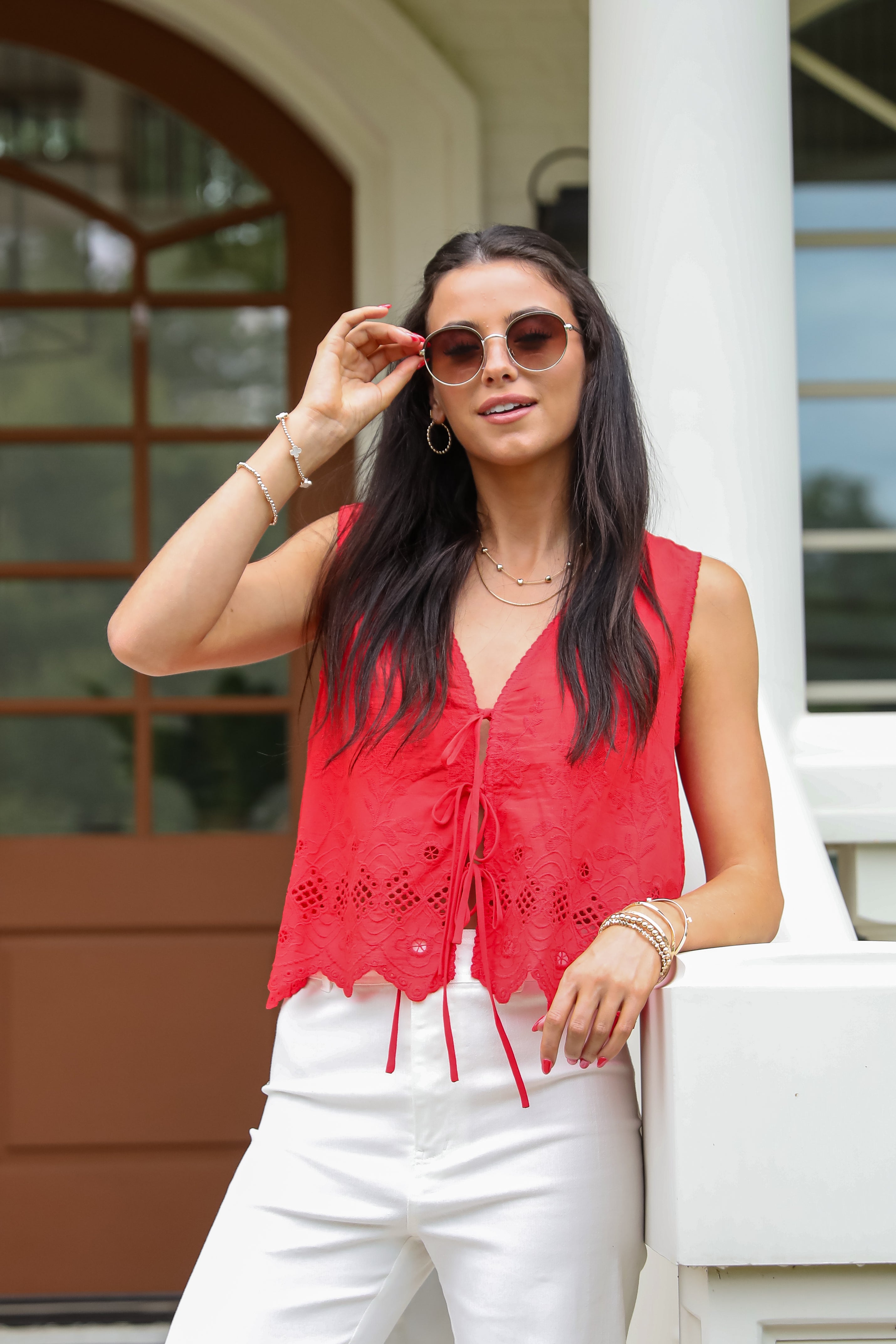 Dream A Little Eyelet Tie Vest