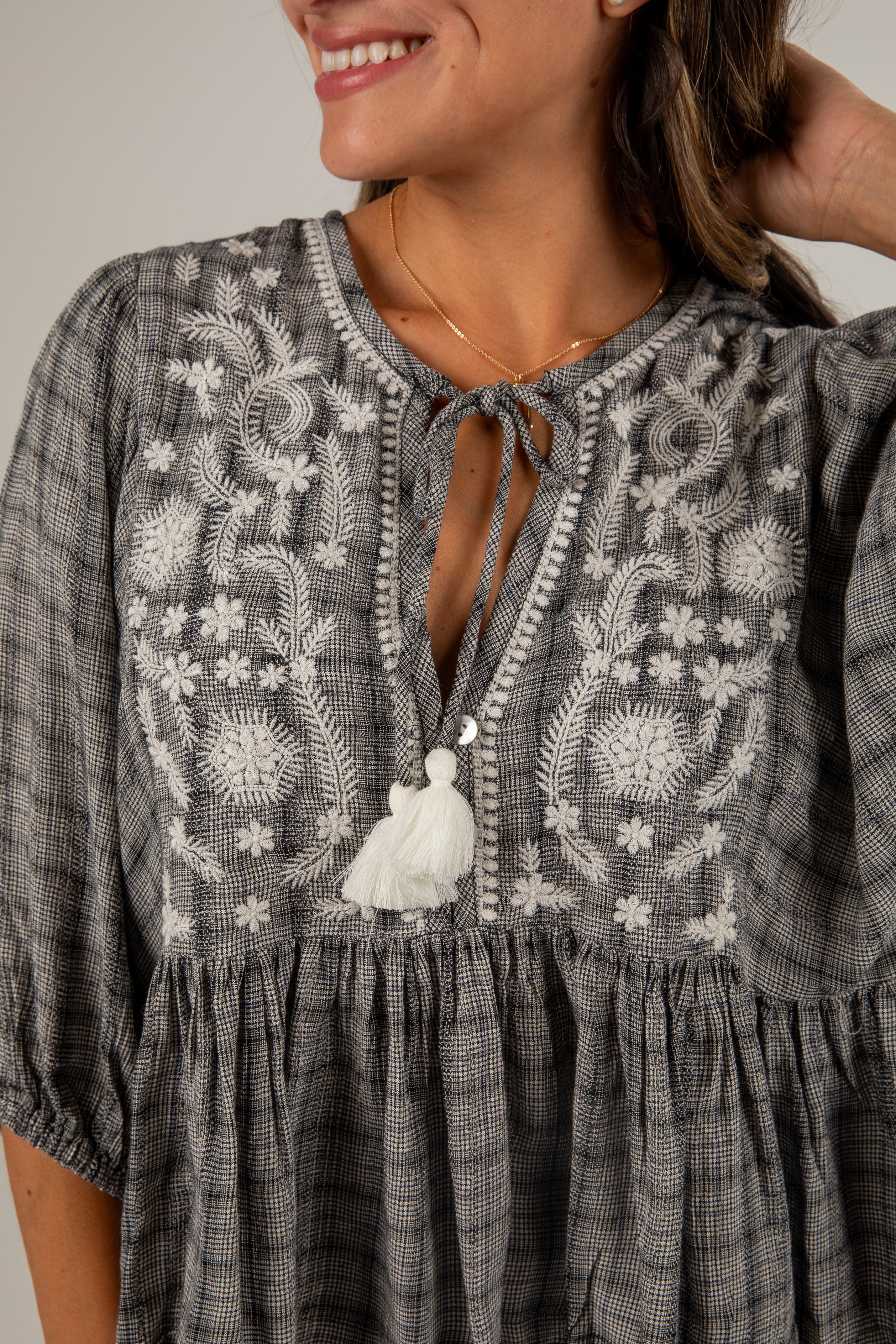 Take A Moment Black Plaid Blouse