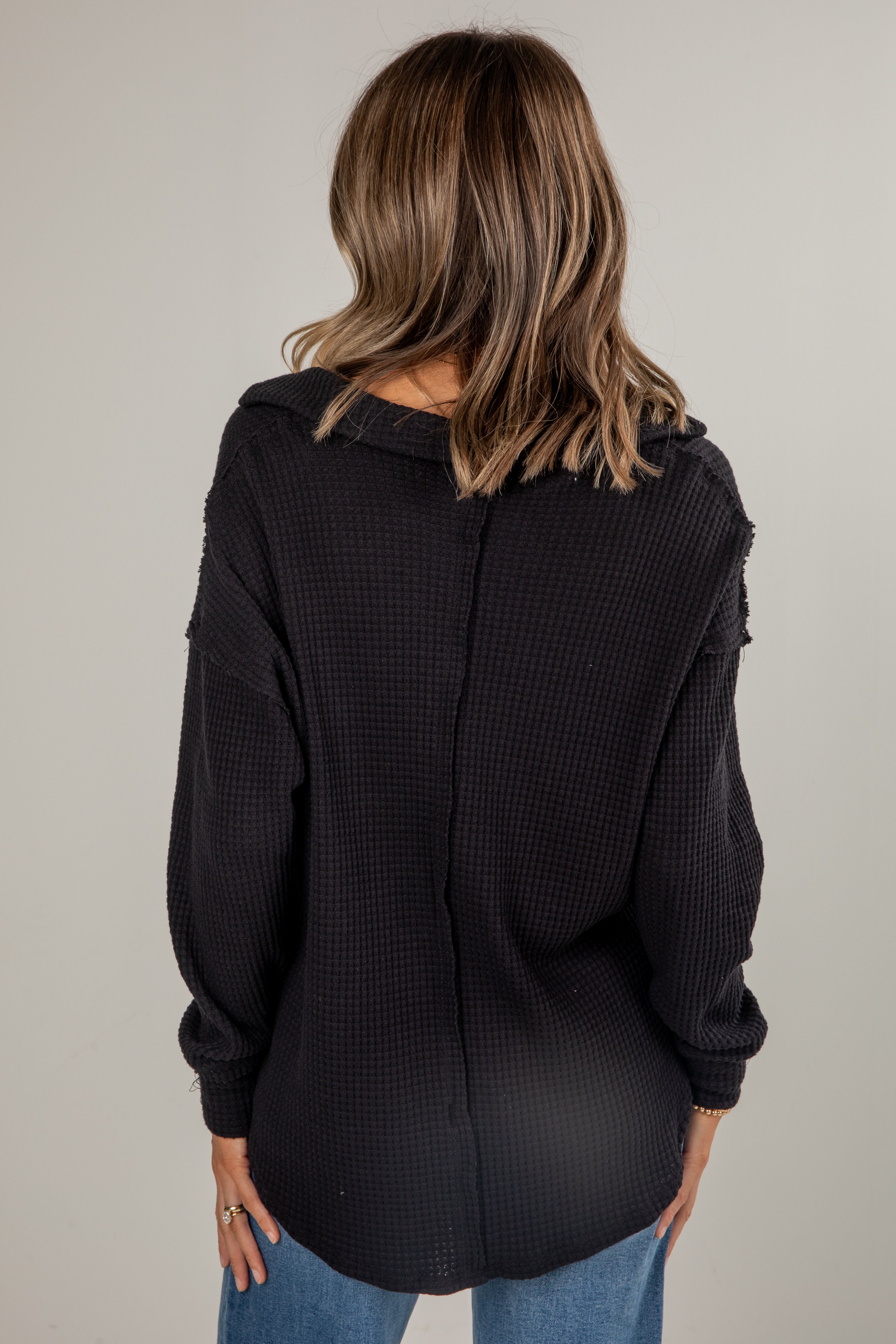 Casual Coziness Collared Waffle Knit Top