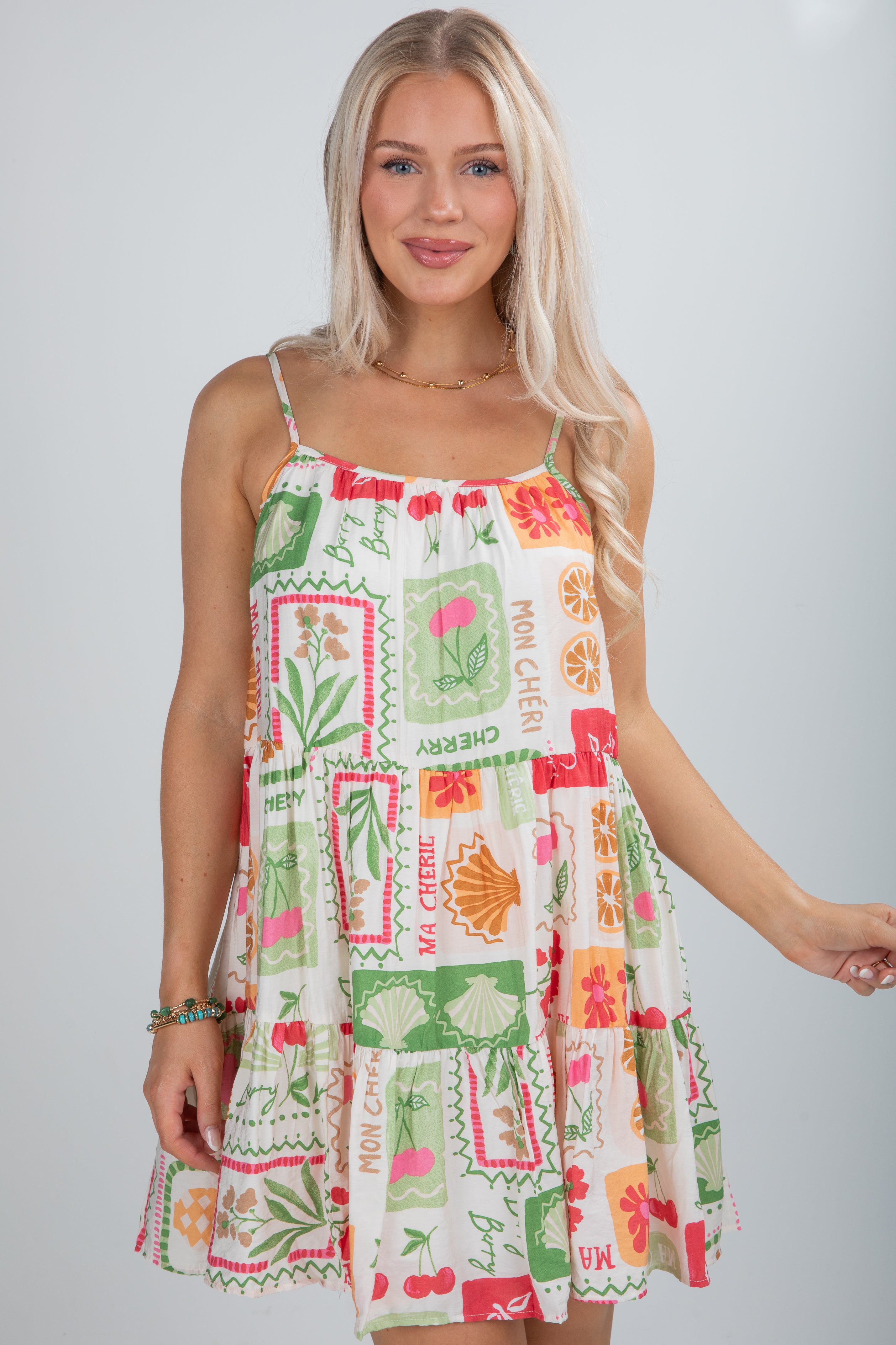 Everything I Love Ivory Tiered Mini Dress