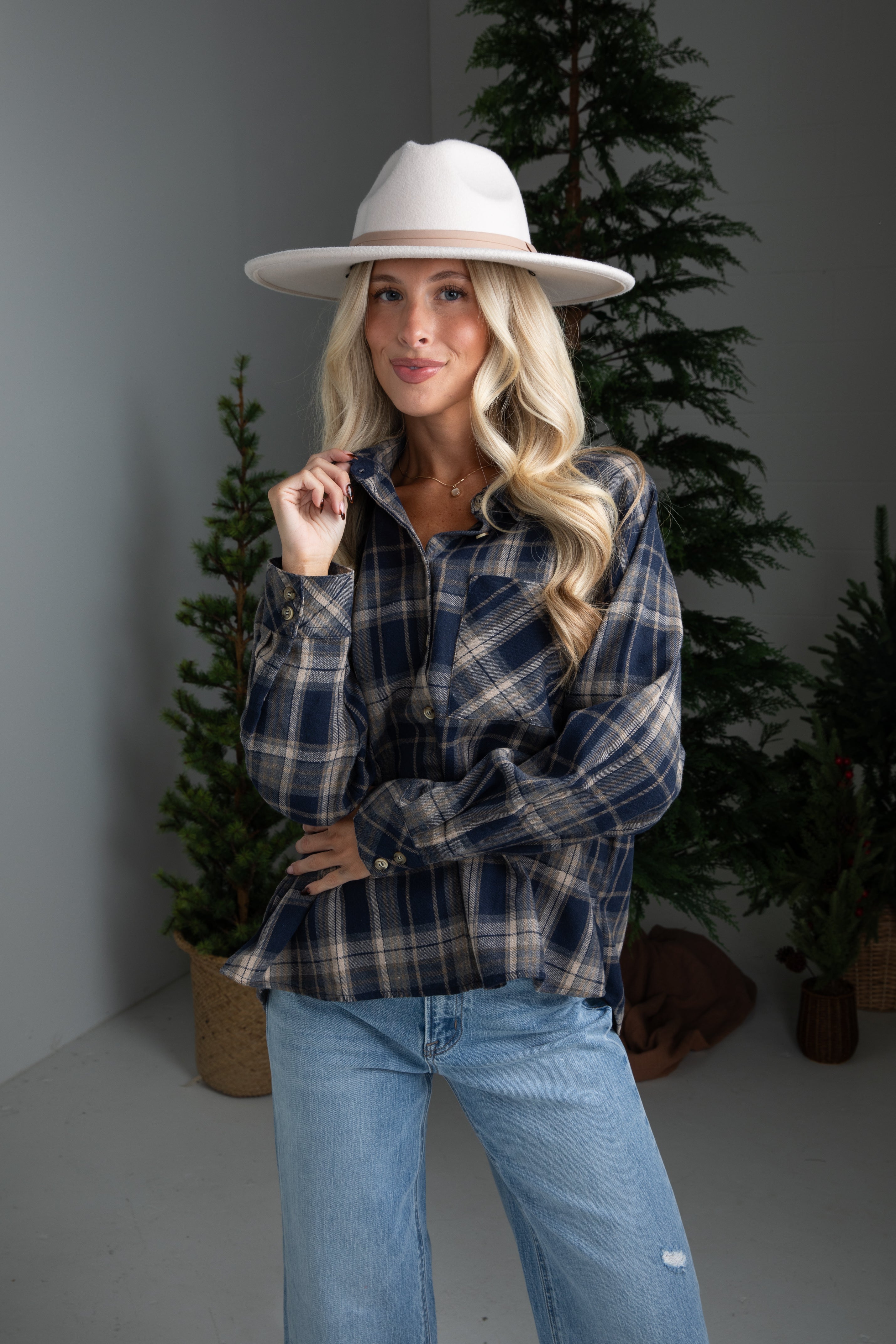 Time Goes By Navy Plaid Flannel