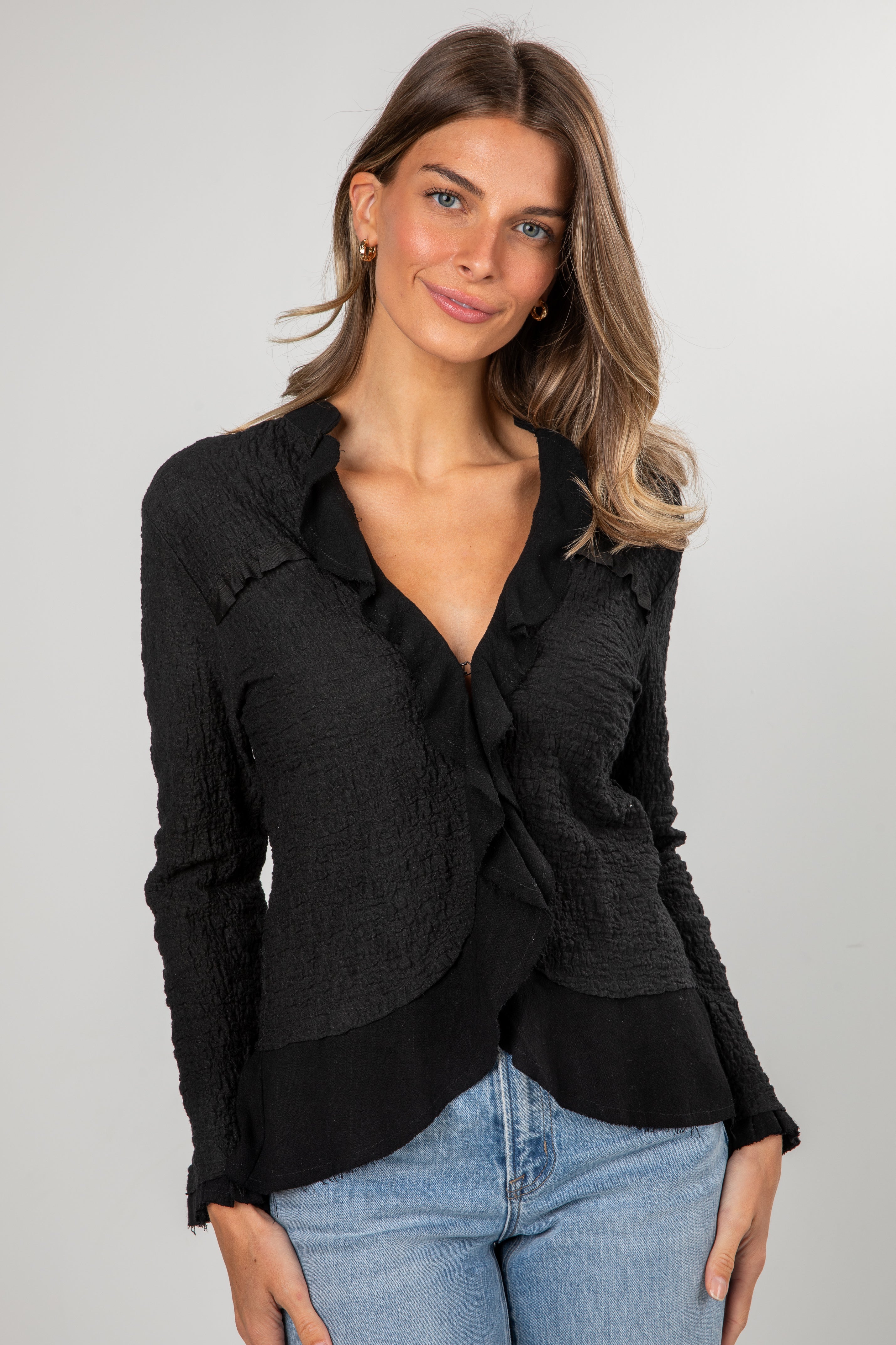 Winter Waltz Ruffle Blouse Top