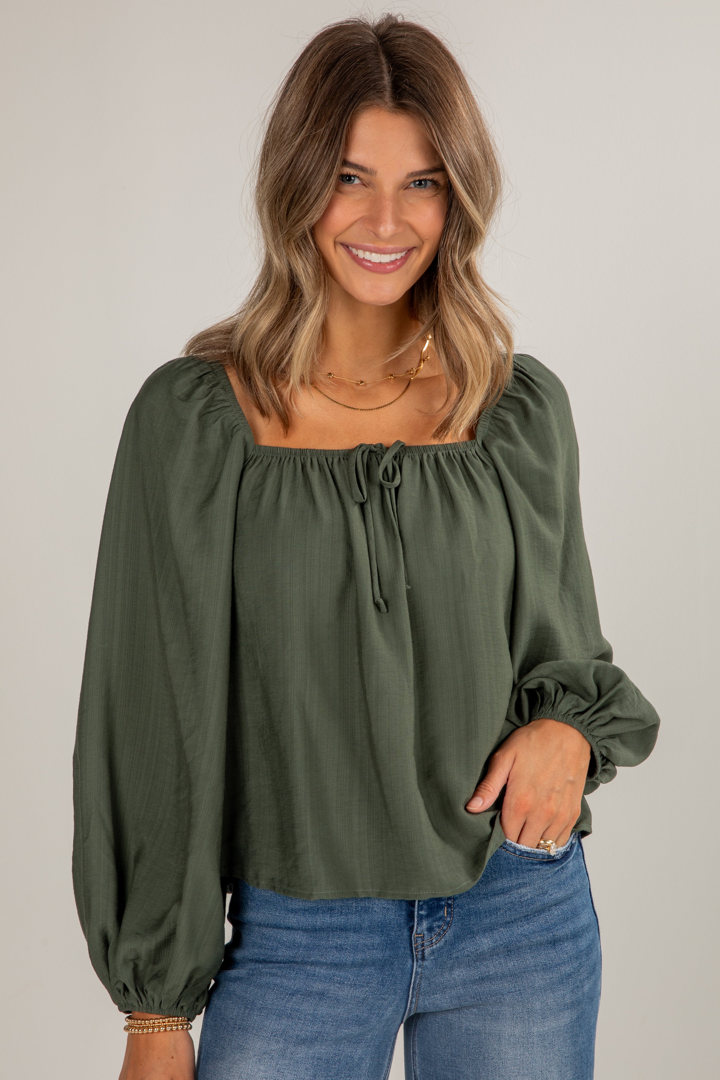 Give It A Try Hunter Green Blouse