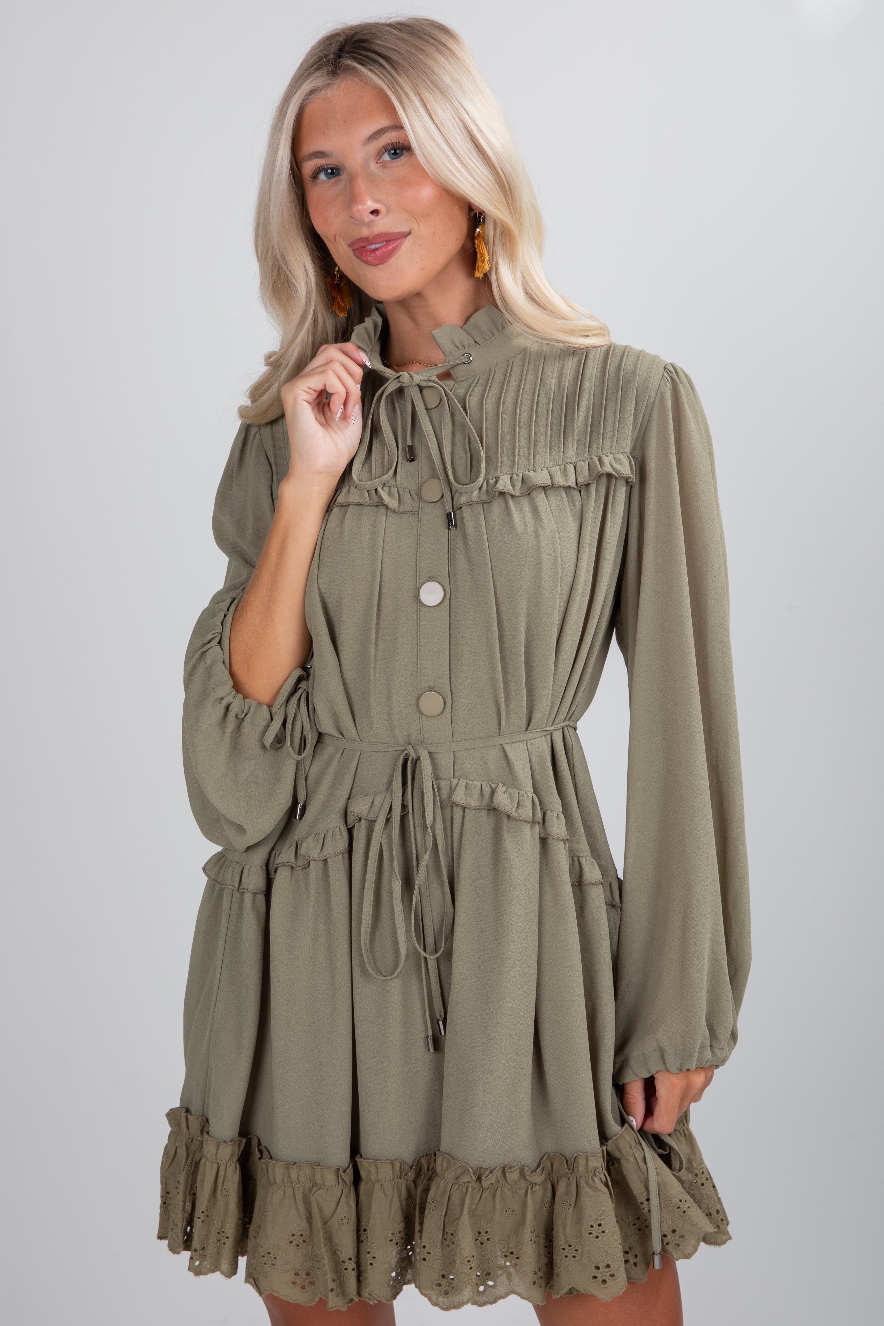 Twirl Me Forever Olive Mini Dress