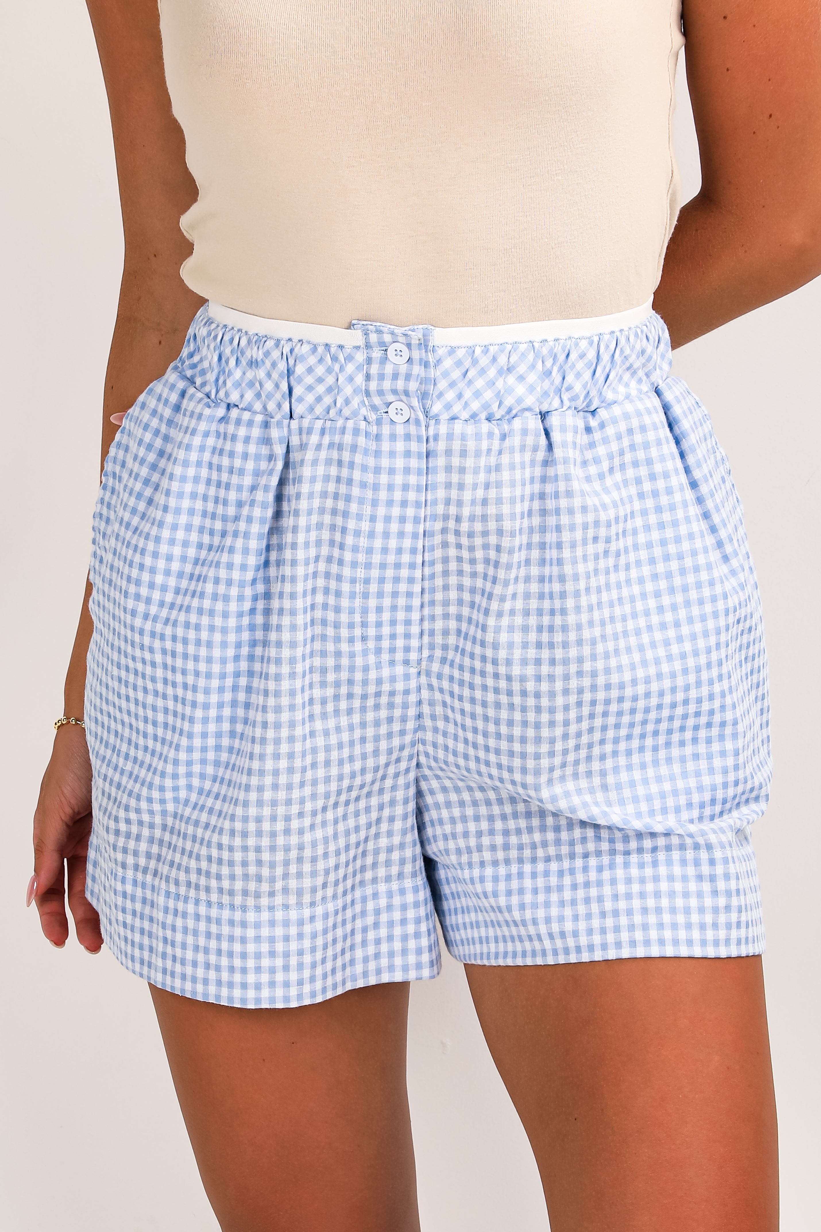 Daydream Delight Light Blue Gingham Boxer Shorts