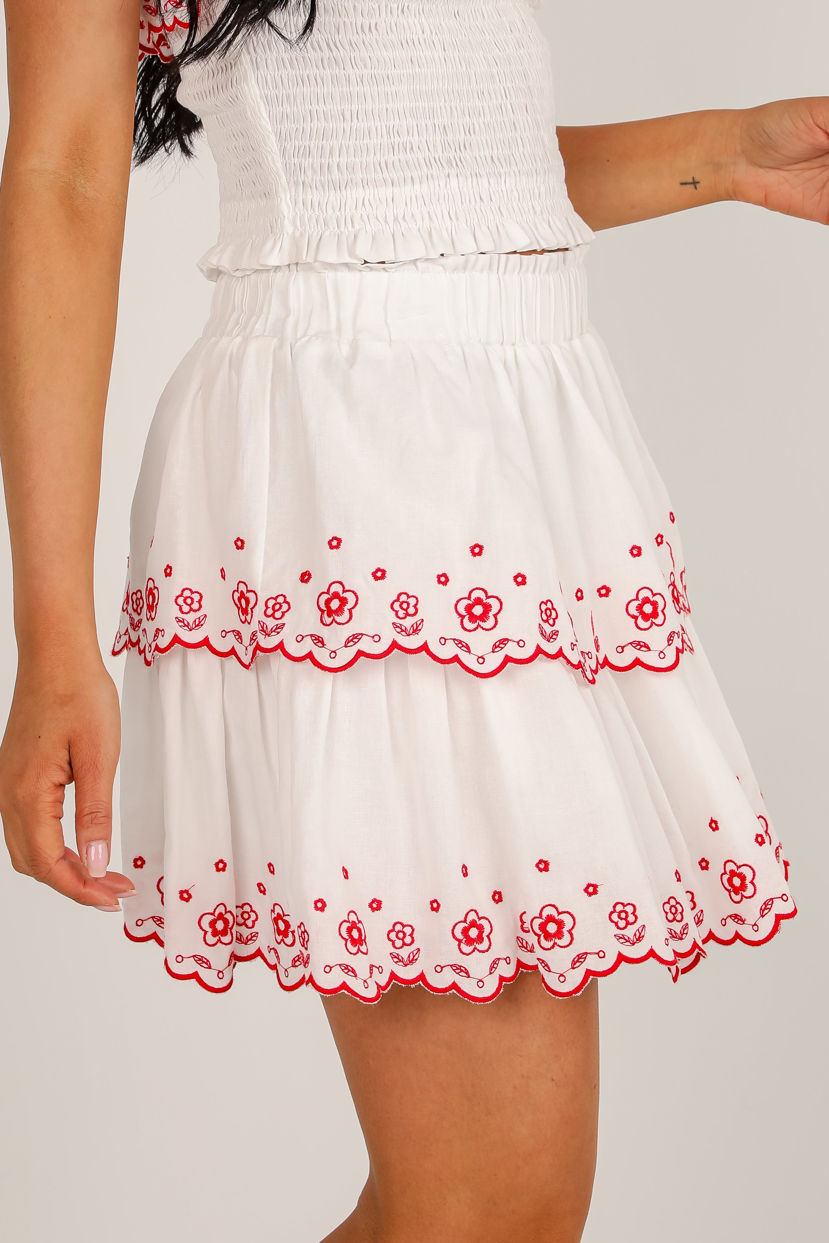 American Summer White Tiered Skort
