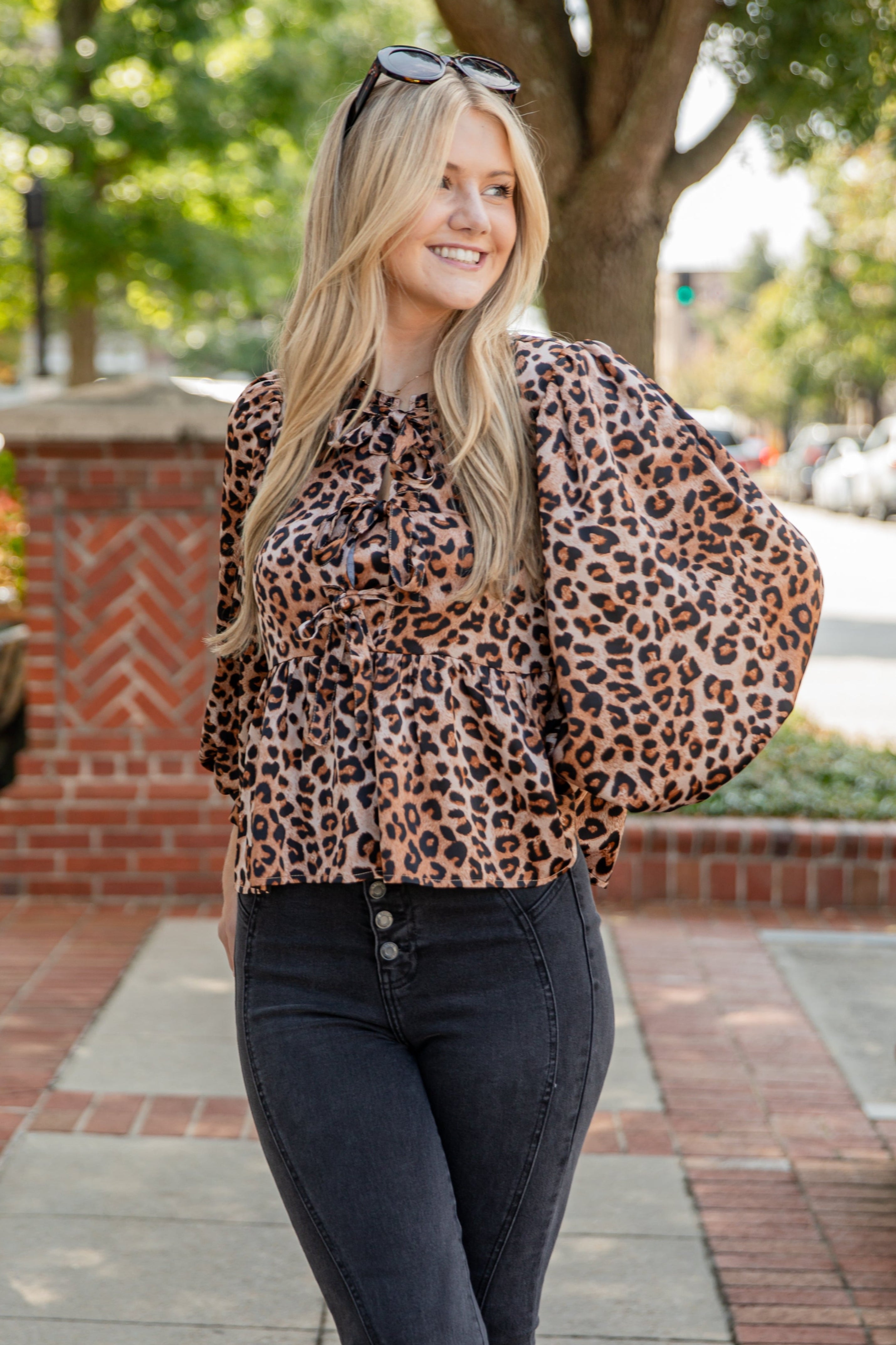 Hear My Roar Leopard Tie Blouse