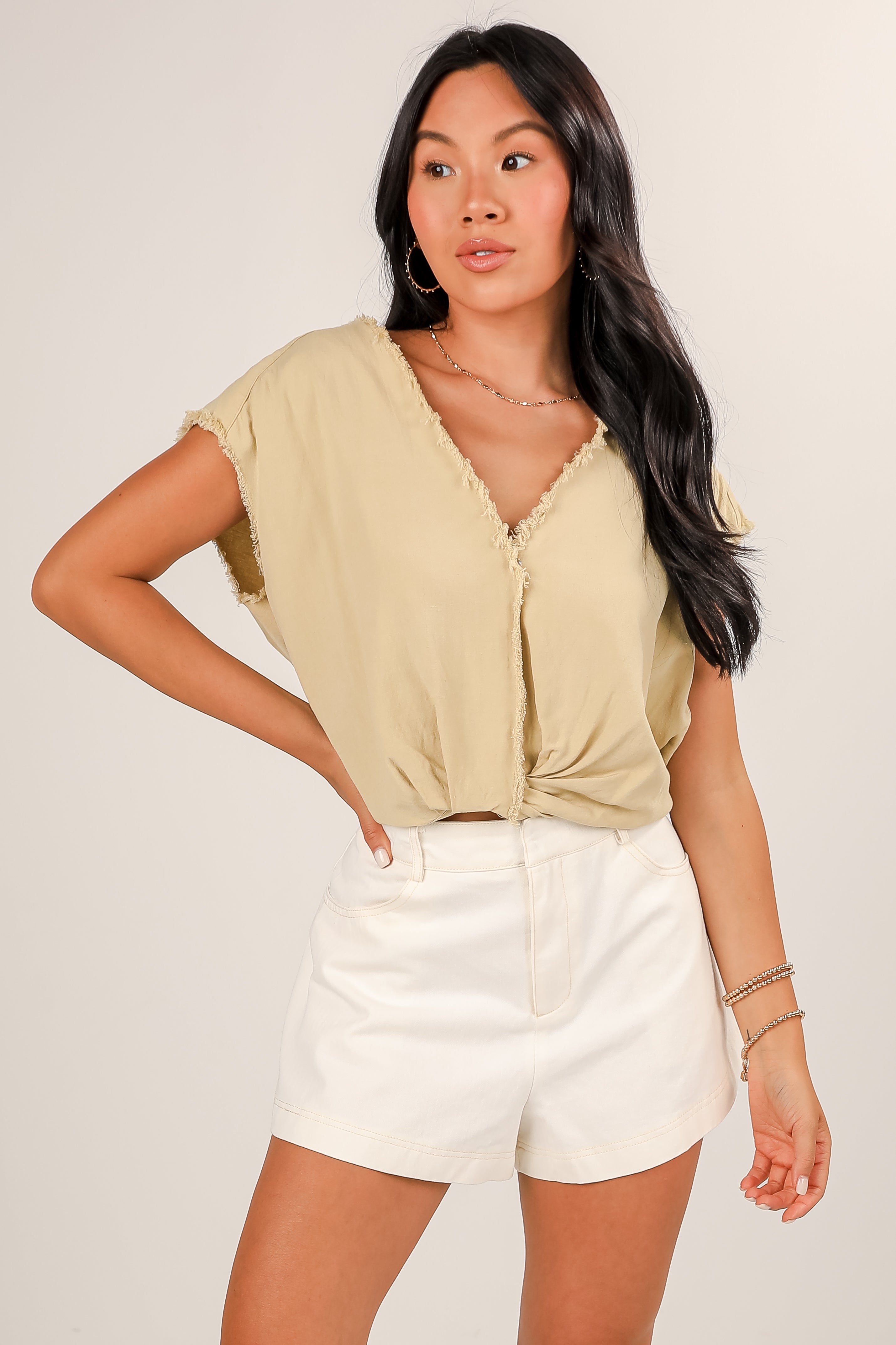 What's The Occasion Off White Denim Shorts