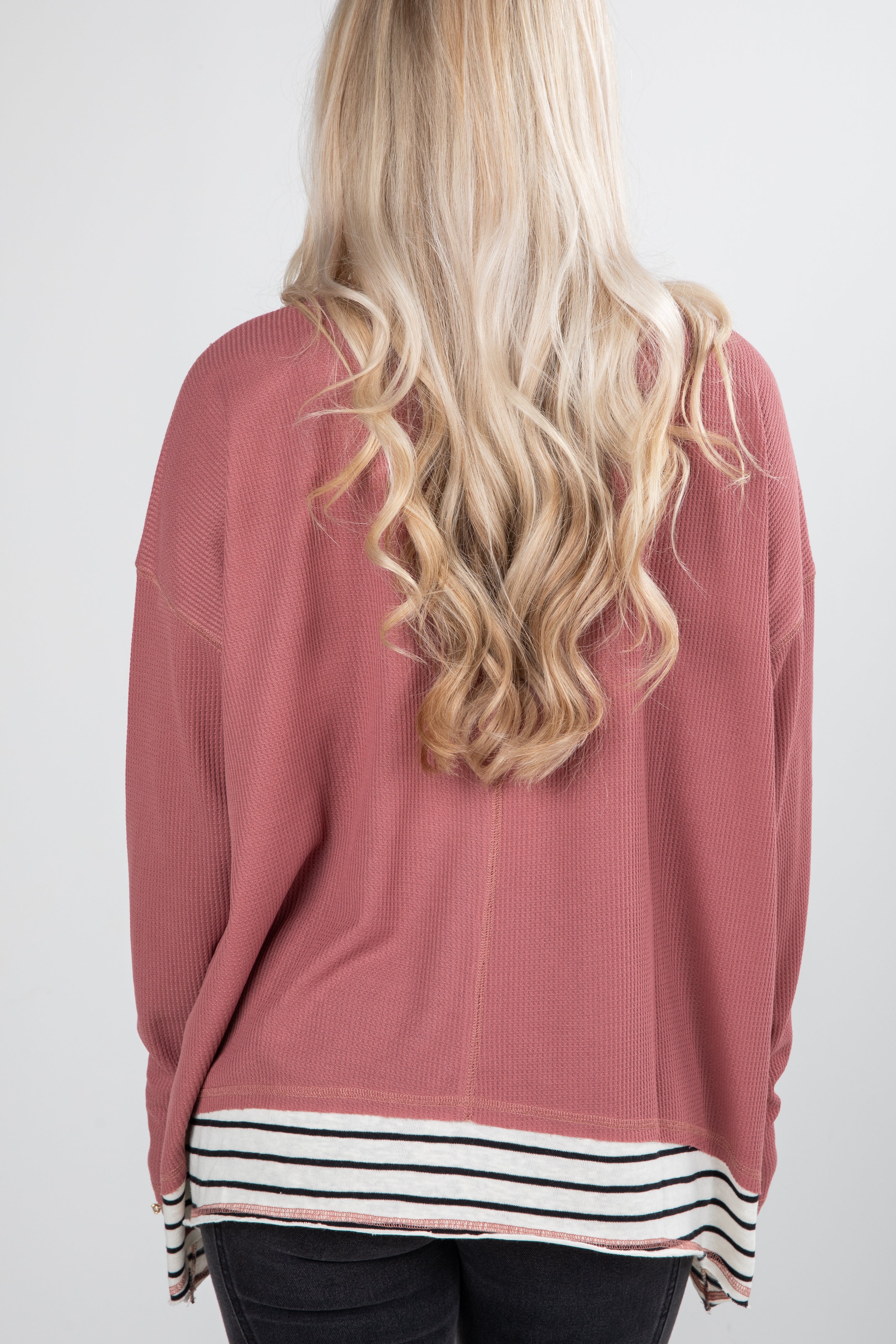 Beautifully Stated Mauve Waffle Knit Top