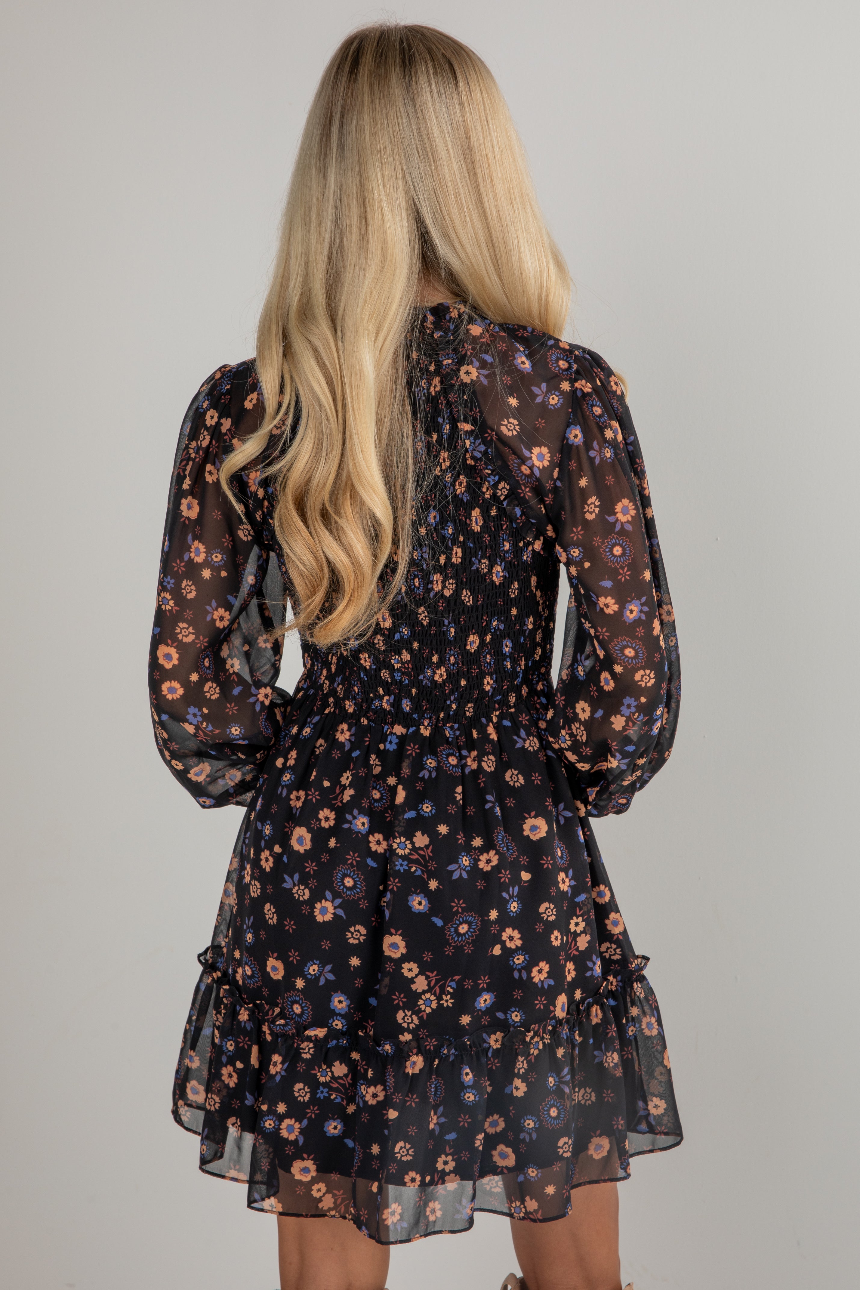 Hold On To Your Dreams Black Floral Mini Dress