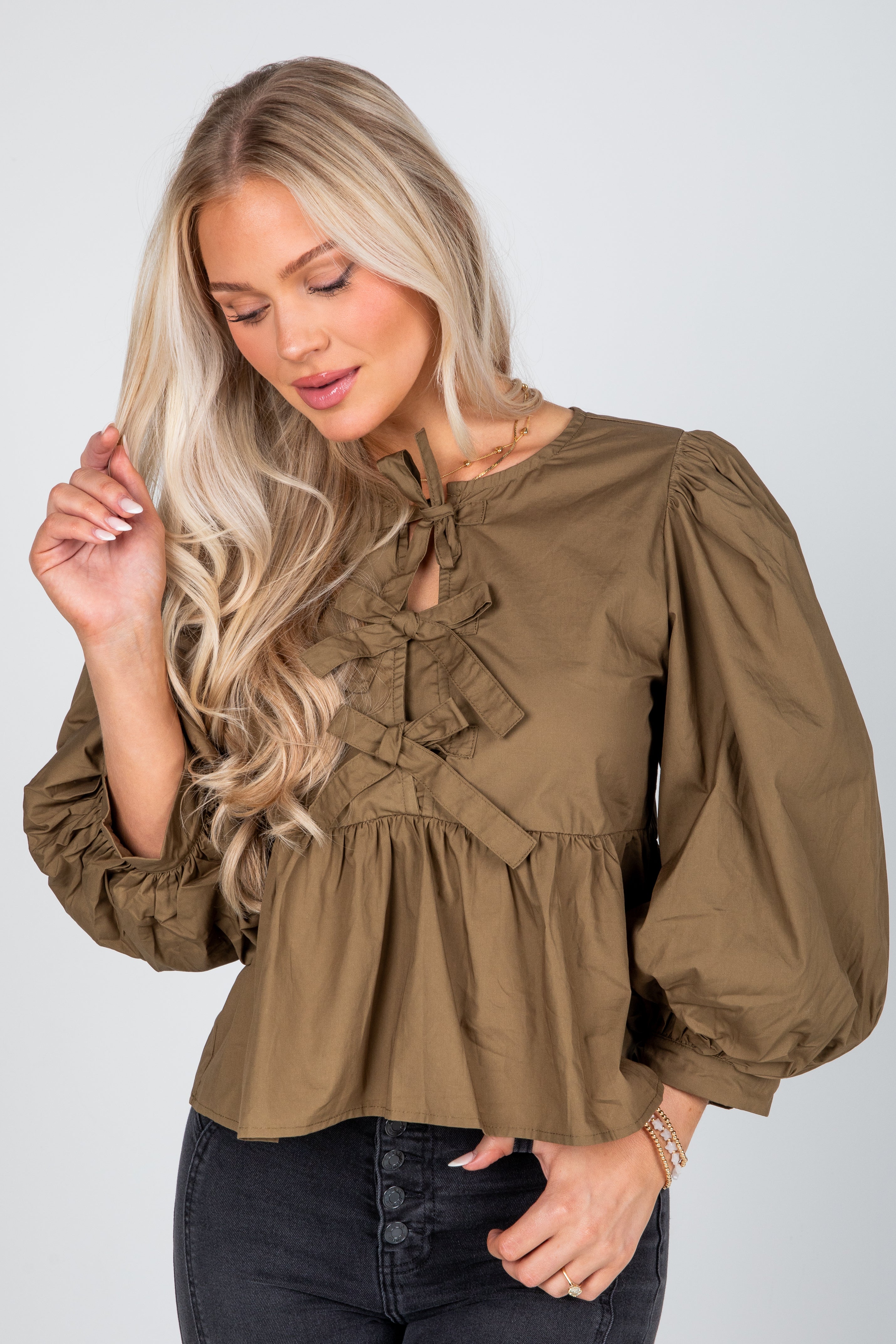 Just One Chance Tie Blouse