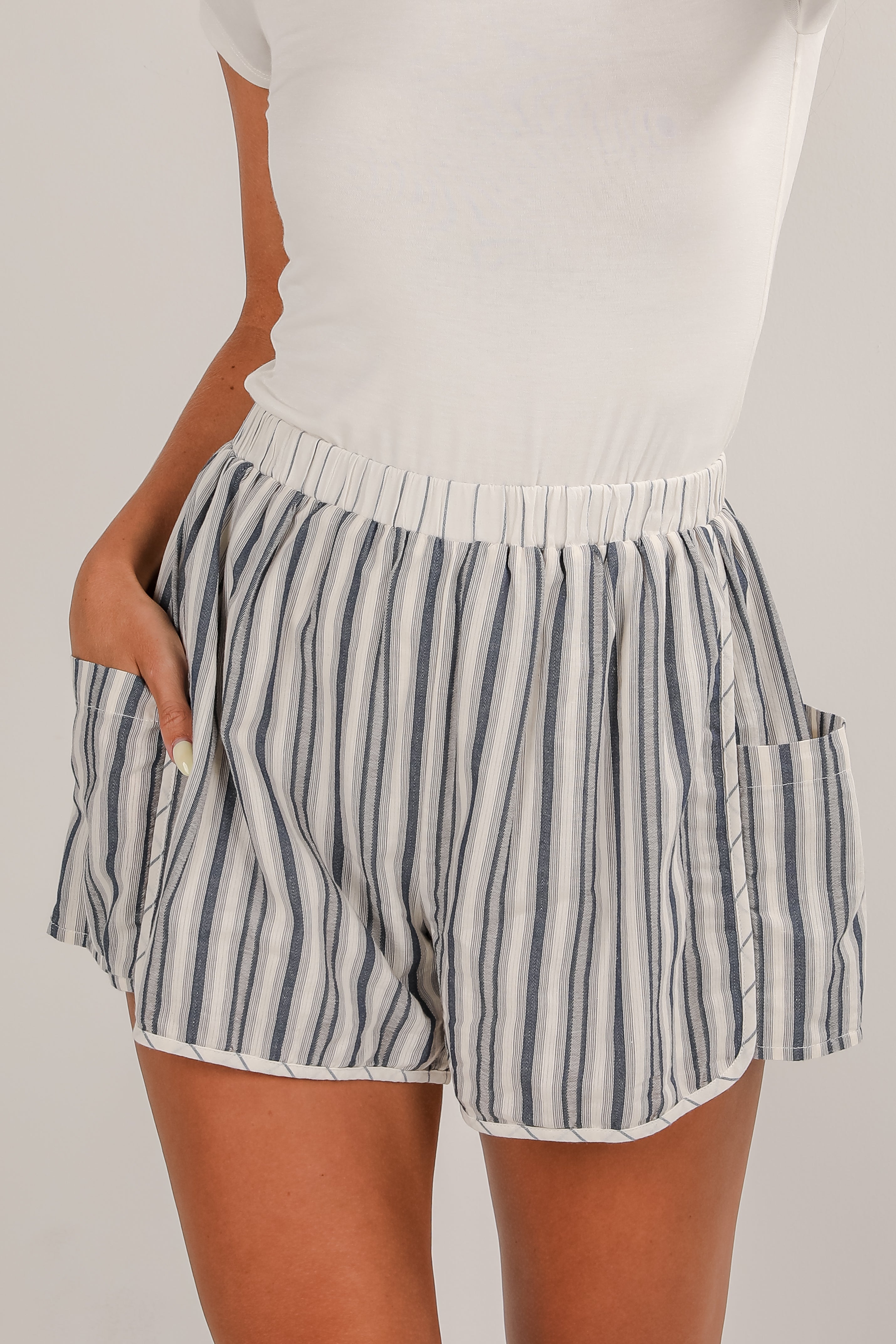 Just Breezin' By Blue Striped Shorts
